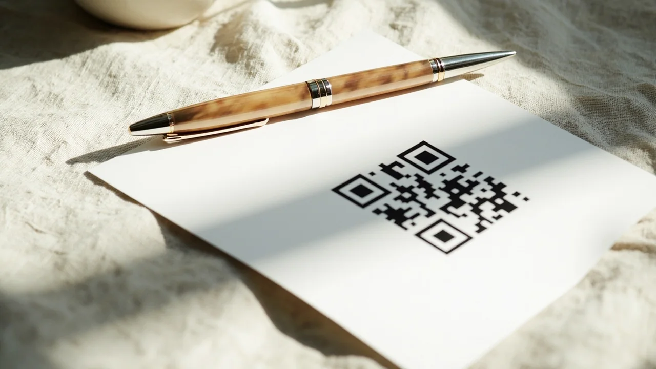 Printed referral invitation card with a QR code on matte cardstock