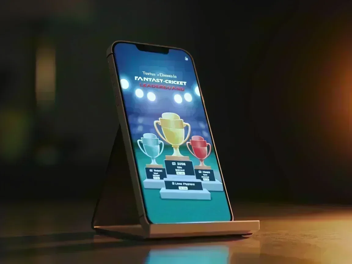 Smartphone displaying a fantasy cricket leaderboard podium with three masked player handles